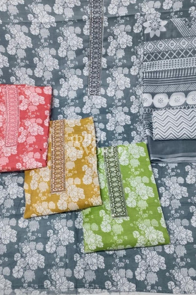 Ahmedabad Unstitched Cambric Suit with Chiffon Dupatta (Set of 4)176No