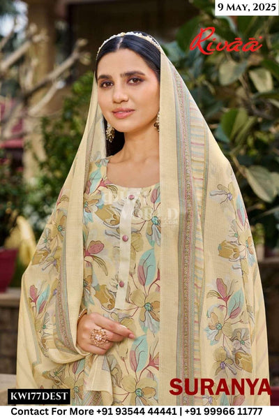 Rivaa Catalogue - Suranya: Designer Palazzo Style Lawn Suit Latest Collection