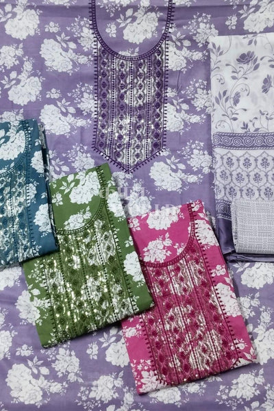 Ahmedabad Unstitched Cambric Suit with Chiffon Dupatta (Set of 4)177No