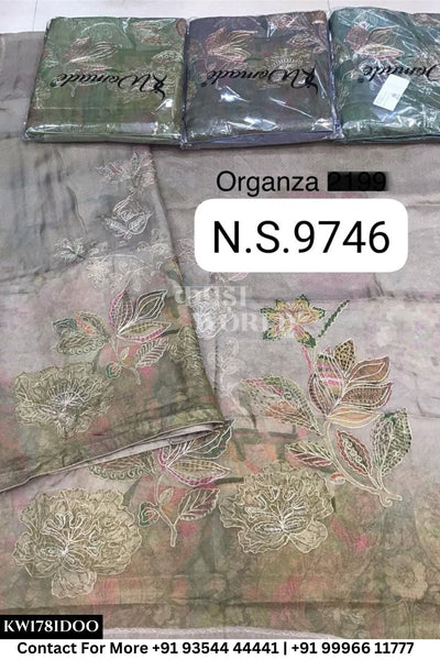 Womade - : Unsitched Organza Suit With  Dupatta (Set of 4)178No