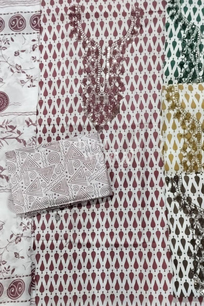Ahmedabad Unstitched Cambric Suit with Chiffon Dupatta (Set of 4)178No