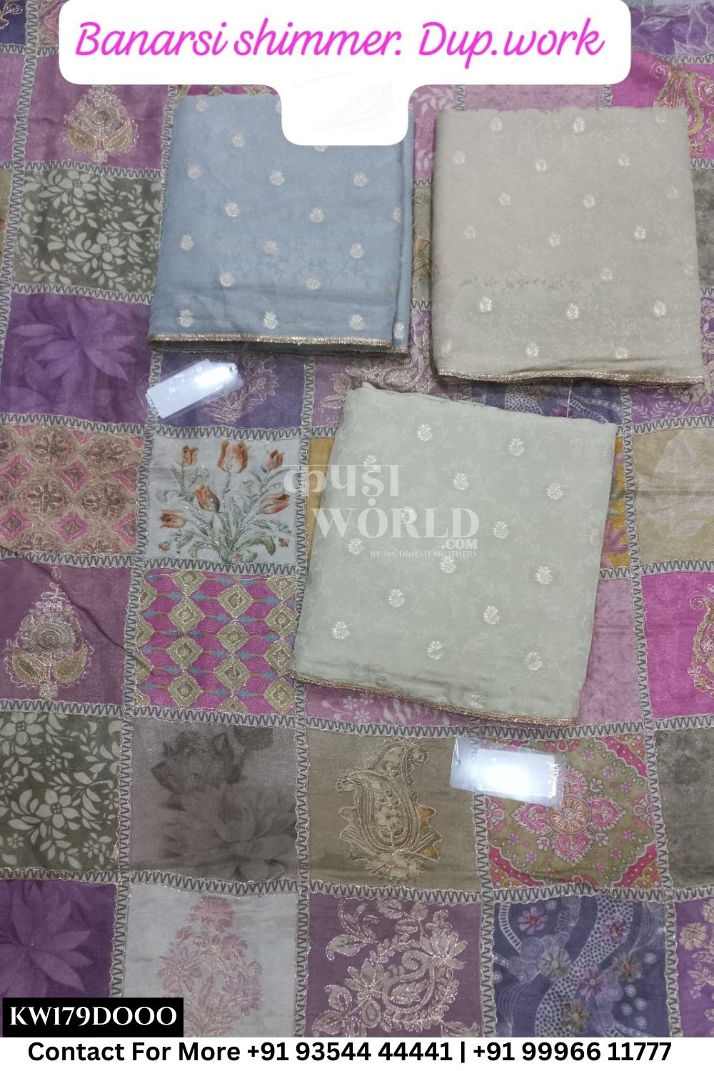 Womade - : Unsitched Banarsi Shimmer Suit With Work Dupatta (Set of 3)179No