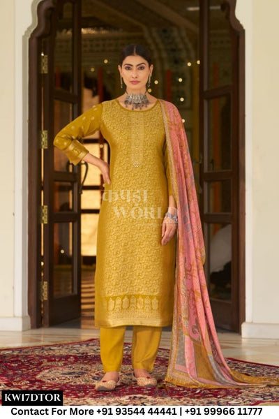 Triple Aaa Catalogue - Kaya: Designer Muslin Jacquard Suit Catalog Supplier