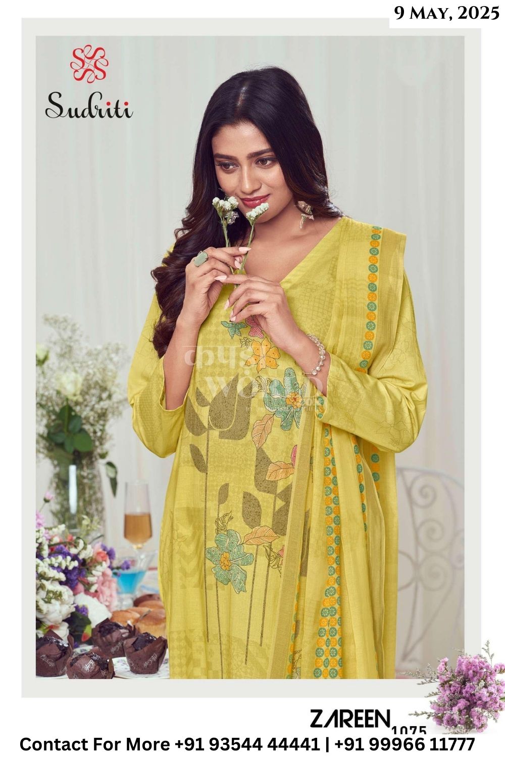 Sudriti Catalogue - Zareen: Digital Printed Cotton Suit Catalog Wholesale Price