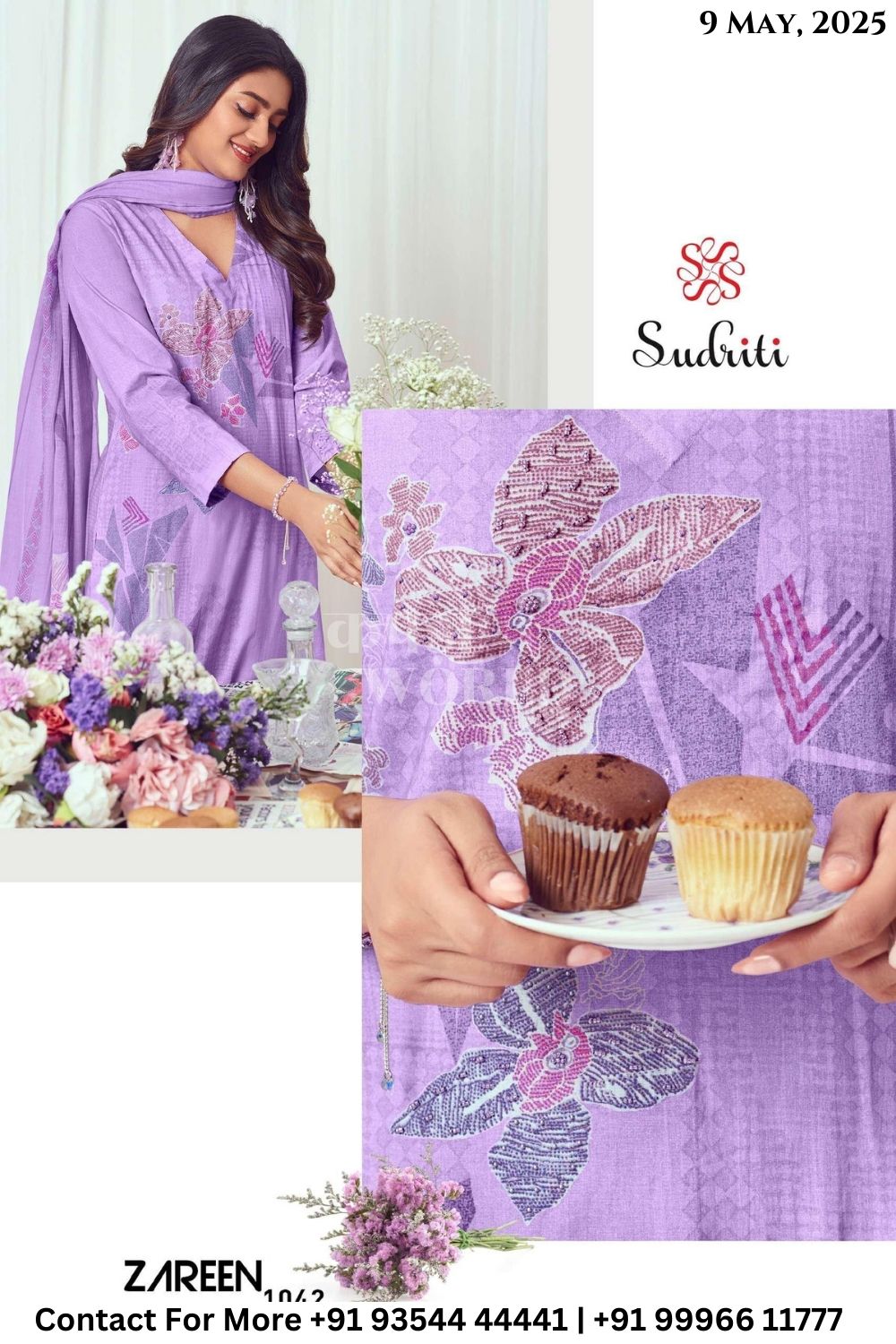 Sudriti Catalogue - Zareen: Digital Printed Cotton Suit Catalog Wholesale Price