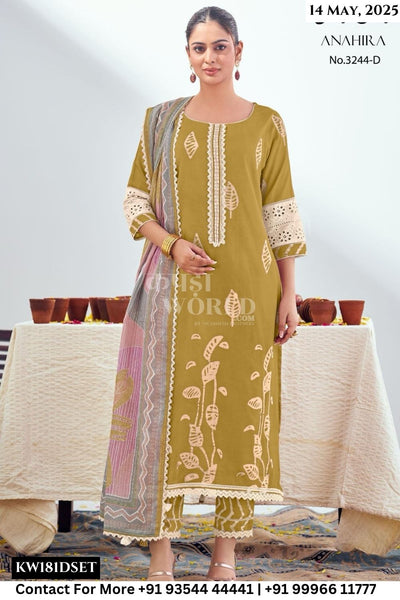 Jay Vijay Catalogue - Anahira: Pure Cotton Fancy Summer Suit Wholesaler