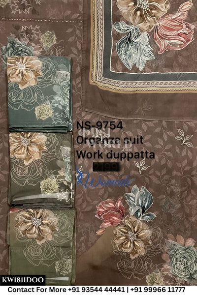 Womade - : Unsitched Organza Suit With Work Dupatta (Set of 4)181No
