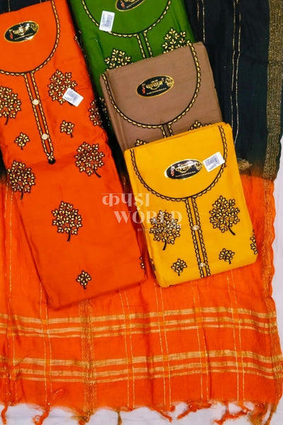Ahmedabad Unstitched Cambric Suit with Chiffon Dupatta (Set of 4)181No