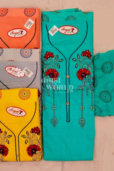 Ahmedabad Unstitched Cambric Suit with Chiffon Dupatta (Set of 4)182No