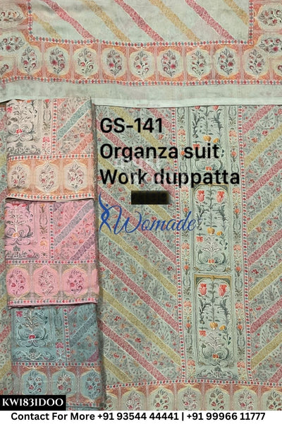 Womade - : Unsitched Organza Suit With Work Dupatta (Set of 4)183No
