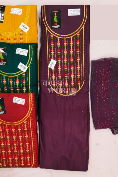 Ahmedabad Unstitched Cambric Suit with Chiffon Dupatta (Set of 4)185No