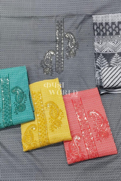 Ahmedabad Unstitched Cambric Suit with Chiffon Dupatta (Set of 4)187No