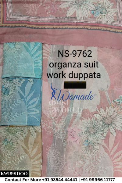 Womade - : Unsitched Organza Suit With Work Dupatta (Set of 4)189No