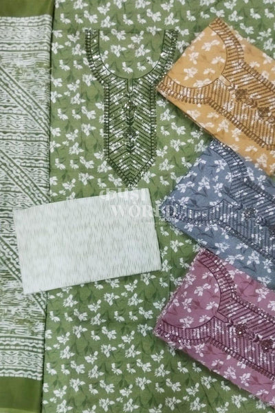 Ahmedabad Unstitched Cambric Suit with Chiffon Dupatta (Set of 4)189No