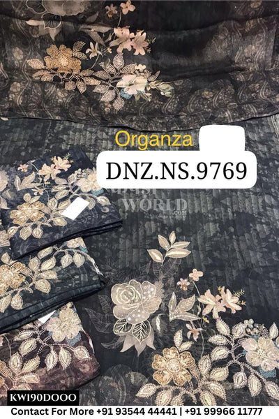 Womade - : Unsitched Organza Suit With  Dupatta (Set of 4)190No