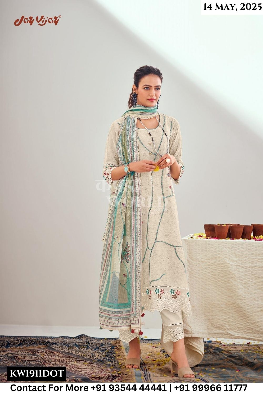 Jay Vijay Catalogue - Thandai: Exclusive Designer Linen Jacquard Suit Latest Collection