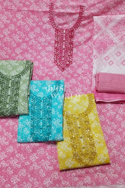 Ahmedabad Unstitched Cambric Suit with Chiffon Dupatta (Set of 4)192No