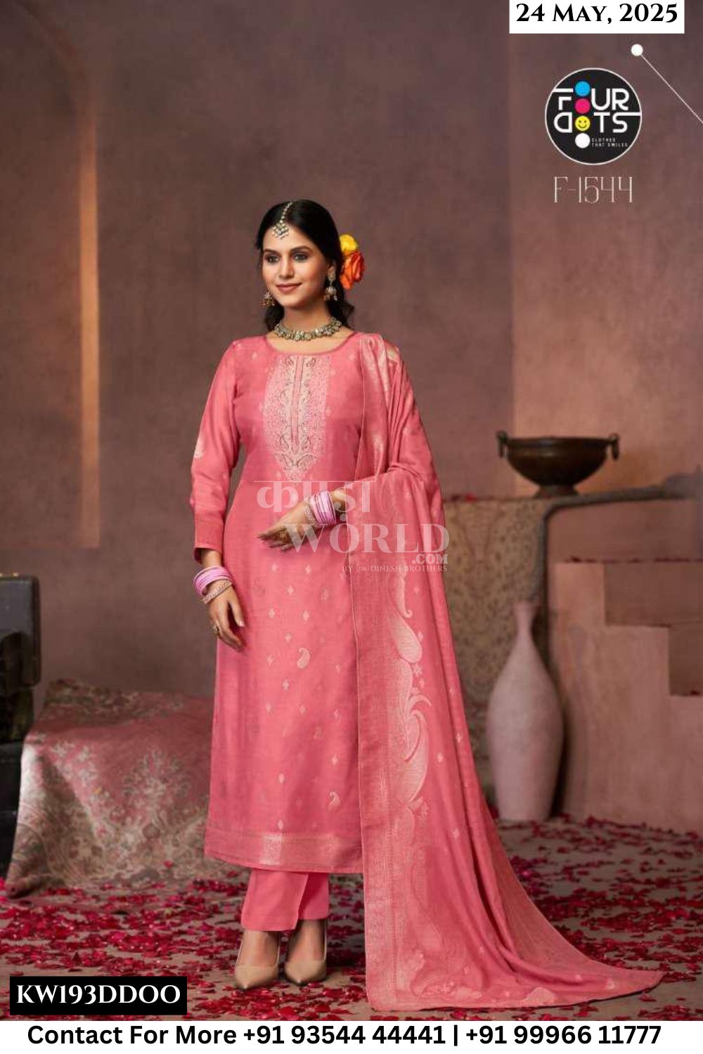 Fourdots Catalogue - Gazala: Designer Muslin Jacquard Suit Latest Catalog Wholesale Price