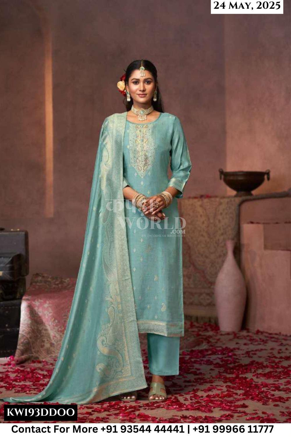 Fourdots Catalogue - Gazala: Designer Muslin Jacquard Suit Latest Catalog Wholesale Price