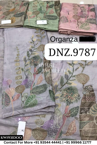 Womade - : Unsitched Organza Suit With  Dupatta (Set of 4)193No