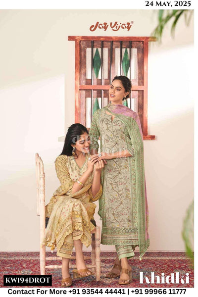 Jay Vijay Catalogue - Khidki: Stylish Pant Design Latest Cotton Suit Exporter
