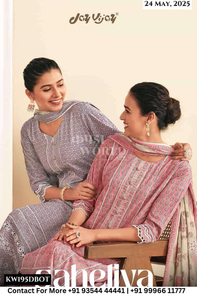 Jay Vijay Catalogue - Saheliya: Exclusive Designer Cotton Suit Latest Catalogs