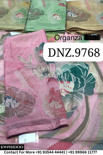 Womade - : Unsitched Organza Suit With  Dupatta (Set of 4)195No