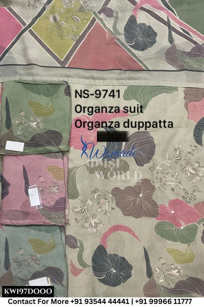 Womade - : Unsitched Organza Suit With Organza Dupatta (Set of 4)197No