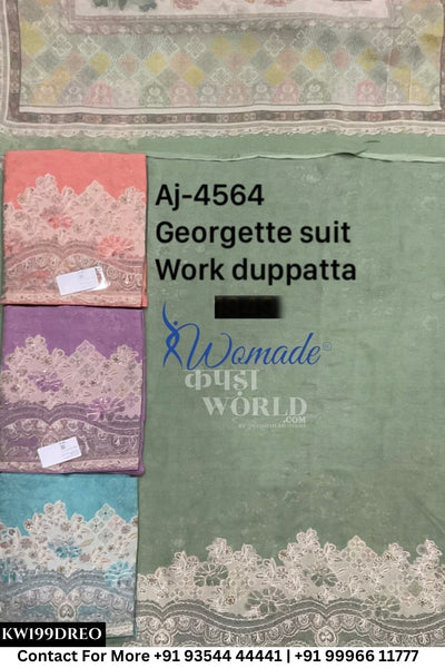 Womade - : Unsitched Georgette Suit With Work Dupatta (Set of 4)199No