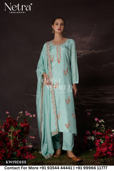 Netra Catalogue - Vritika: Designer Silk Ladies Suit Latest Catalog Supplier
