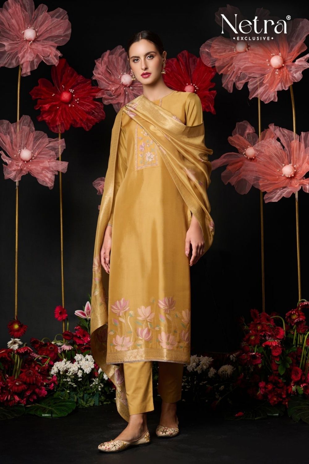 Netra Catalogue - Amani: Designer Woven Silk Suit Catalog Exporter