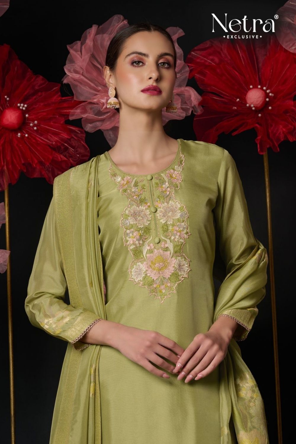 Netra Catalogue - Amani: Designer Woven Silk Suit Catalog Exporter