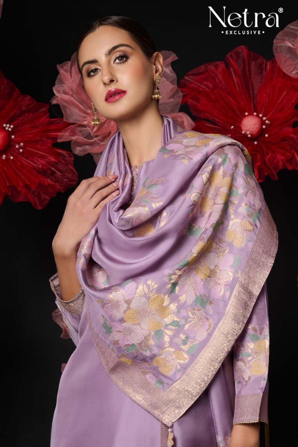Netra Catalogue - Amani: Designer Woven Silk Suit Catalog Exporter