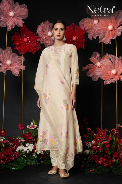 Netra Catalogue - Amani: Designer Woven Silk Suit Catalog Exporter