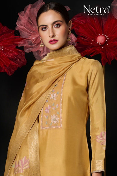 Netra Catalogue - Amani: Designer Woven Silk Suit Catalog Exporter