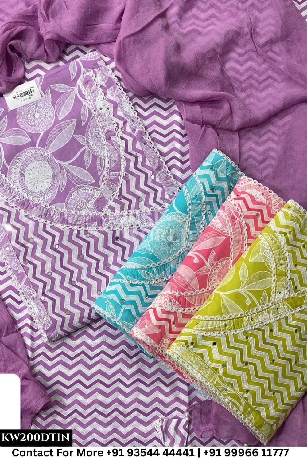 Jaipur Unstitched Cotton Suit with Pure Dupatta (Set of 4)200No