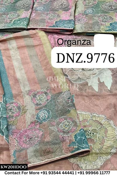 Womade - : Unsitched Organza Suit With  Dupatta (Set of 4)201No