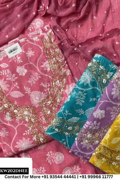Jaipur Unstitched Cotton Suit with Pure Dupatta (Set of 4)202No
