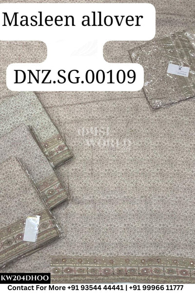 Womade - : Unsitched Muslin All over Suit With  Dupatta (Set of 4)204No