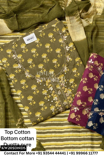 Jaipur Unstitched Cotton Suit with Pure Dupatta (Set of 3)205No