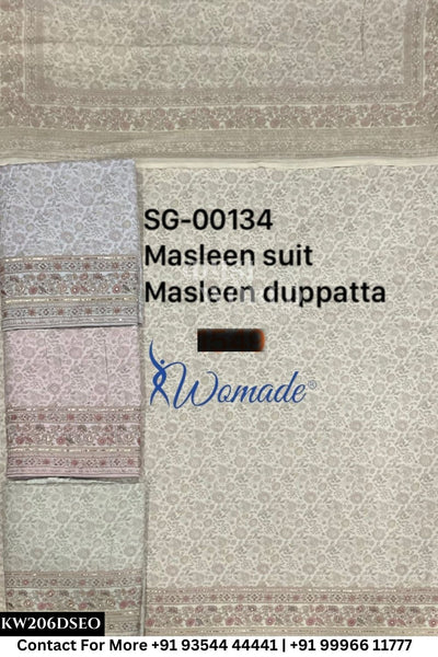 Womade - : Unsitched Muslin Suit With Muslin Dupatta (Set of 4)206No