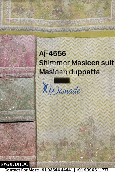 Womade - : Unsitched Shimmer Muslin Suit With Muslin Dupatta (Set of 4)207No