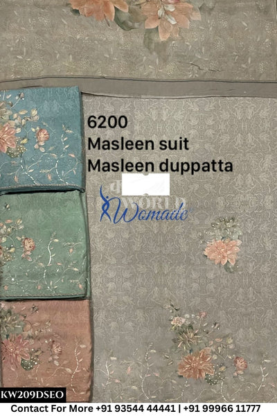 Womade - : Unsitched Muslin Suit With Muslin Dupatta (Set of 4)209No