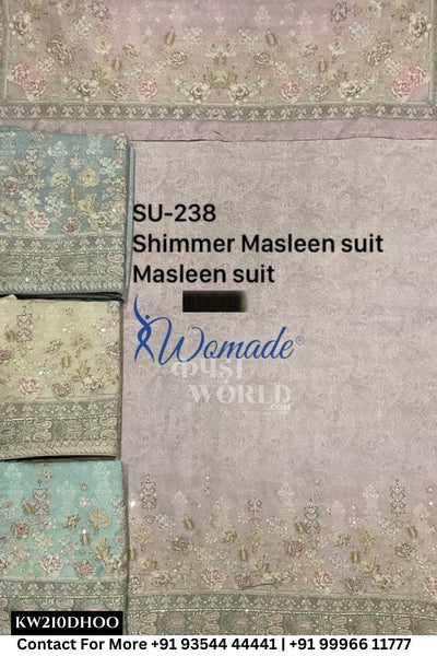 Womade - : Unsitched Shimmer Muslin Suit With Muslin Dupatta (Set of 4)210No