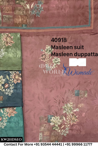 Womade - : Unsitched Muslin Suit With Muslin Dupatta (Set of 4)211No