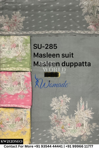 Womade - : Unsitched Muslin Suit With Muslin Dupatta (Set of 4)212No