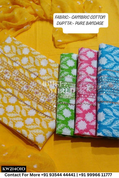 Jaipur Unstitched Cotton Suit with Pure Dupatta (Set of 4)214No