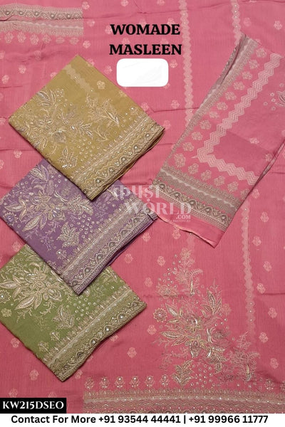 Womade - : Unsitched Muslin Suit With  Dupatta (Set of 4)215No