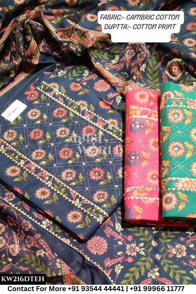 Jaipur Unstitched Cotton Suit with Pure Dupatta (Set of 3)216No