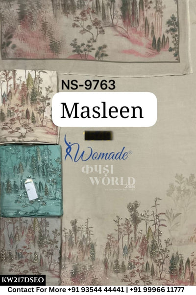 Womade - : Unsitched Muslin Suit With  Dupatta (Set of 4)217No